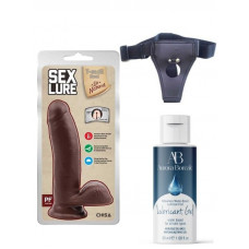 gece bekcisi belden bağlamalı kayganlaştırıcı set sex lure kıkırdaklı gerçekçi dildo - 17.5cm zenci