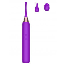 gece bekcisi değiştirilebilir üç başlıklı ince vibratör mor